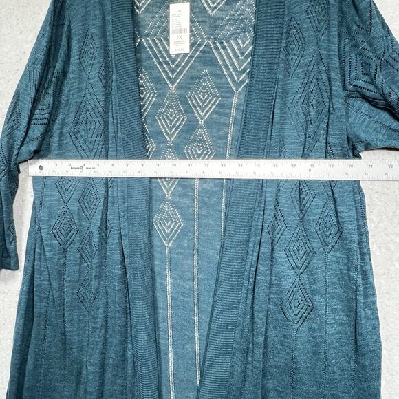 Catherines Cardigan Sweater Womens Size 1X Teal Knit Long Sleeve Open Front - Picture 7 of 10